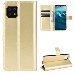 For Aquos Sense6 Crazy Horse Texture Horizontal Flip Leather Case with Holder & Card Slots & Lanyard(Gold) (OEM)
