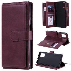 For Motorola Moto G9 Plus Multifunctional Magnetic Copper Buckle Horizontal Flip Solid Color Leather Case with 10 Card Slots & Wallet & Holder & Photo Frame(Wine Red) (OEM)