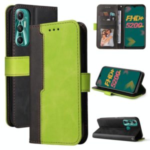 For Infinix Hot 11 Stitching-Color Horizontal Flip Leather Case(Green) (OEM)