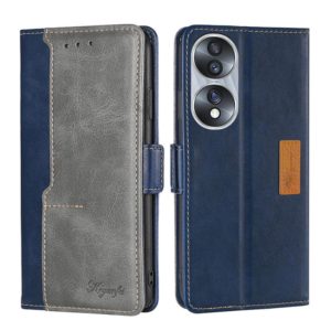 For Honor 70 Contrast Color Side Buckle Leather Phone Case(Blue + Grey) (OEM)