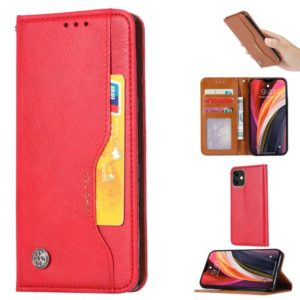 For iPhone 12 / 12 Pro Knead Skin Texture Horizontal Flip Leather Case with Photo Frame & Holder & Card Slots & Wallet(Red) (OEM)
