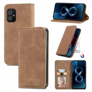 For Asus Zenfone 8 ZS590KS Retro Skin Feel Business Magnetic Horizontal Flip Leather Case with Holder & Card Slots & Wallet & Photo Frame(Brown) (OEM)