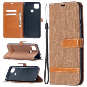For Xiaomi Redmi 9C Color Matching Denim Texture Horizontal Flip Leather Case with Holder & Card Slots & Wallet & Lanyard(Brown) (OEM)