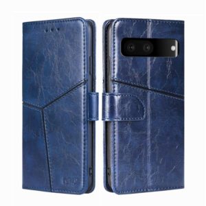 For Google Pixel 7 5G Geometric Stitching Horizontal Flip TPU + PU Leather Phone Case(Blue) (OEM)