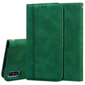 For iPhone XS / X Frosted Business Magnetic Horizontal Flip PU Leather Case with Holder & Card Slot & Lanyard(Green) (OEM)