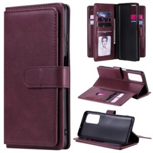 For Huawei Honor Play4 / Maimang 9 Multifunctional Magnetic Copper Buckle Horizontal Flip Solid Color Leather Case with 10 Card Slots & Wallet & Holder & Photo Frame(Wine Red) (OEM)