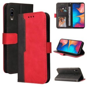 For Samsung Galaxy A20 / A30 Business Stitching-Color Horizontal Flip PU Leather Case with Holder & Card Slots & Photo Frame(Red) (OEM)