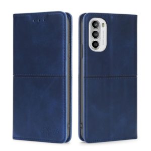 For Motorola Moto G52 4G/G82 5G Cow Texture Magnetic Horizontal Flip Leather Phone Case(Blue) (OEM)