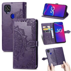 For ZTE Axon 11 SE 5G Mandala Flower Embossed Horizontal Flip Leather Case with Holder & Three Card Slots & Wallet & Lanyard(Purple) (OEM)