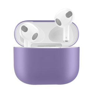 Solid Color Silicone Earphone Protective Case for AirPods 3(Light Purple) (OEM)