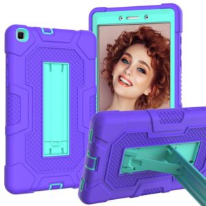 For Samsung Galaxy Tab A 8.0 (2019) / T290 Contrast Color Robot Shockproof Silicone + PC Protective Case with Holder(Purple Mint Green) (OEM)