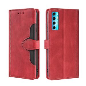 For TCL 20 Pro 5G Skin Feel Straw Hat Magnetic Buckle Leather Phone Case(Red) (OEM)
