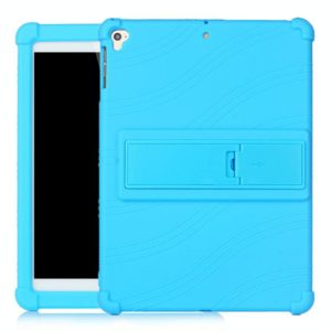 For iPad 6 (9.7 Universal) Tablet PC Silicone Protective Case with Invisible Bracket(Sky Blue) (OEM)