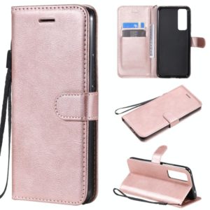 For Huawei nova 7 Solid Color Horizontal Flip Protective Leather Case with Holder & Card Slots & Wallet & Lanyard(Rose Gold) (OEM)