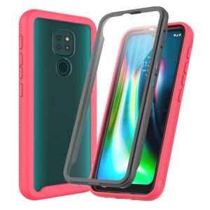 For Motorola Moto G9 Play Starry Sky Solid Color Series Shockproof PC + TPU Protective Case with PET Film(Red) (OEM)