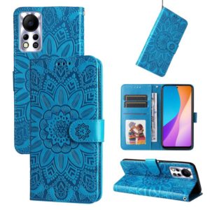 For Infinix Hot 11s NFC Embossed Sunflower Leather Phone Case(Blue) (OEM)