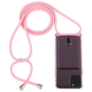 For iPhone 12 Pro Max Transparent TPU Protective Case with Lanyard & Card Slot(Pink) (OEM)