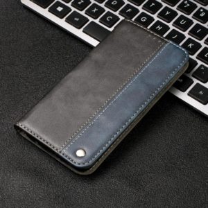 For iPhone 12 Pro Max Business Solid Color Stitching Horizontal Flip Leather Case with Holder & Card Slots(Blue) (OEM)