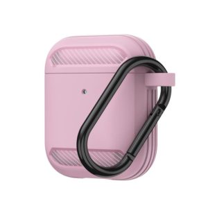 Wireless Earphones Shockproof Carbon Fiber Armor TPU Protective Case For AirPods 1/2(Pink) (OEM)