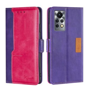 For Infinix Hot 11S/X6812 Contrast Color Side Buckle Leather Phone Case(Purple + Rose Red) (OEM)