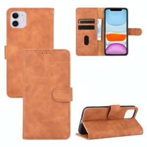 For iPhone 11 Solid Color Skin Feel Magnetic Buckle Horizontal Flip Calf Texture PU Leather Case with Holder & Card Slots & Wallet(Brown) (OEM)