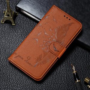 For Xiaomi Mi 11 Ultra Litchi Texture Feather Embossing Pattern Horizontal Flip Leather Case with Holder & Card Slots & Wallet & Photo Frame & Lanyard(Brown) (OEM)