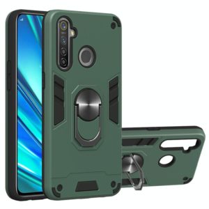 For OPPO Realme 5 Pro 2 in 1 Armour Series PC + TPU Protective Case with Ring Holder(Dark Green) (OEM)