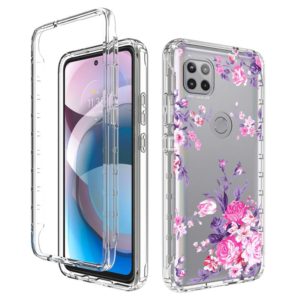 For Motorola One 5G Ace Transparent Painted Phone Case(Pink Flower) (OEM)