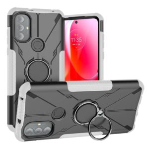 For Motorola Moto G Power 2022 Armor Bear Shockproof PC + TPU Phone Case with Ring Holder(White) (OEM)