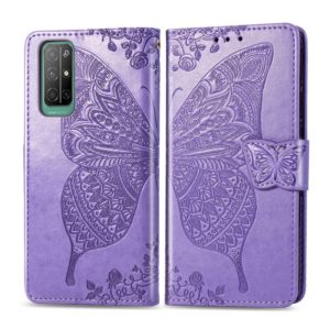 For Huawei Honor 30S Butterfly Love Flower Embossed Horizontal Flip Leather Case with Bracket / Card Slot / Wallet / Lanyard(Light Purple) (OEM)