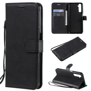 For OPPO Realme 6 Solid Color Horizontal Flip Protective Leather Case with Holder & Card Slots & Wallet & Lanyard(Black) (OEM)