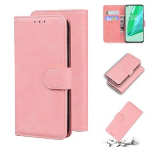 For OnePlus 9 Pro Skin Feel Pure Color Flip Leather Phone Case(Pink) (OEM)