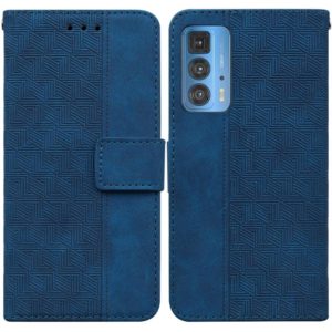 For Motorola Moto Edge 20 Pro Geometric Embossed Leather Phone Case(Blue) (OEM)