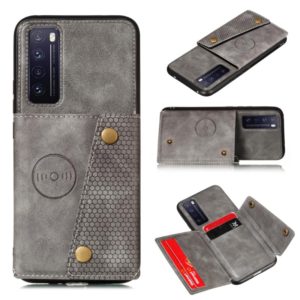 For Huawei Honor 30 Double Buckle PU + TPU Shockproof Magnetic Protective Case with Card Slot(Grey) (OEM)
