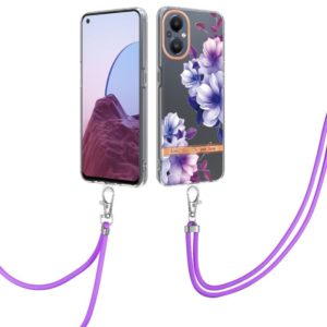 For OnePlus N20 5G Flowers Series TPU Phone Case with Lanyard(Purple Begonia) (OEM)