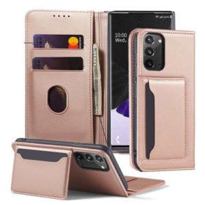 For Samsung Galaxy Note20 5G Strong Magnetism Shockproof Horizontal Flip Liquid Feel Leather Case with Holder & Card Slots & Wallet(Rose Gold) (OEM)