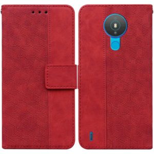 For Nokia 1.4 Geometric Embossed Leather Phone Case(Red) (OEM)