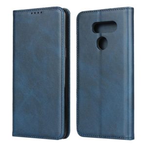 For LG K50S Calf Texture Magnetic Horizontal Flip Leather Case with Holder & Card Slots & Wallet(Blue) (OEM)