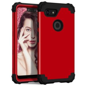 For Google Pixel 3 XL 3 in 1 Shockproof PC + Silicone Protective Case(Red + Black) (OEM)