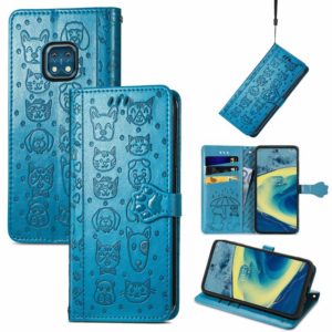 For Nokia XR20 Lovely Cat and Dog Embossing Pattern Horizontal Flip Leather Case , with Holder & Card Slots & Wallet & Cartoon Clasp & Lanyard(Blue) (OEM)
