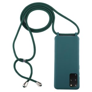 For Galaxy S20+ Candy Color TPU Protective Case with Lanyard(Dark Green) (OEM)