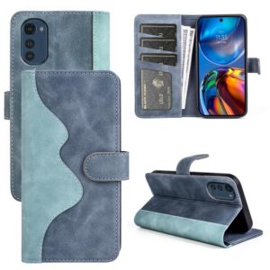 For Motorola Moto E32 4G Stitching Horizontal Flip Leather Phone Case(Blue) (OEM)