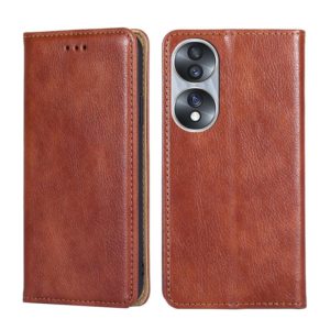 For Honor 70 Gloss Oil Solid Color Magnetic Leather Phone Case(Brown) (OEM)