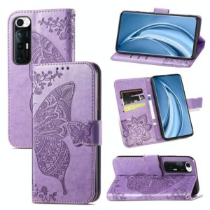 For Xiaomi Mi 10S Butterfly Love Flowers Embossed Horizontal Flip Leather Case with Holder & Card Slots & Wallet & Lanyard(Light Purple) (OEM)