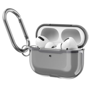 DDEHY668 Electroplated Transparent Silicone + PC Protective Cover For AirPods Pro(Transparent Black) (OEM)