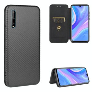 For Huawei Y8p / Enjoy 10S Carbon Fiber Texture Horizontal Flip TPU + PC + PU Leather Case with Card Slot(Black) (OEM)