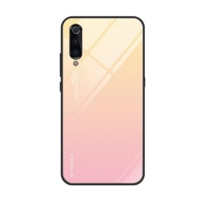 For Xiaomi Mi 9 Gradient Color Glass Case(Yellow) (OEM)
