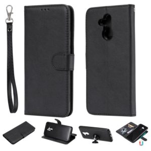For Huawei Mate 20 Lite Solid Color Horizontal Flip Protective Case with Holder & Card Slots & Wallet & Photo Frame & Lanyard(Black) (OEM)