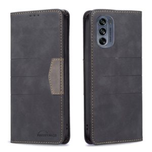 For Motorola Moto G62 Magnetic Splicing Leather Phone Case(Black) (OEM)