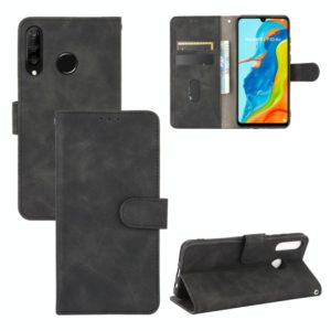 For Huawei P30 Lite / nova 4e Solid Color Skin Feel Magnetic Buckle Horizontal Flip Calf Texture PU Leather Case with Holder & Card Slots & Wallet(Black) (OEM)